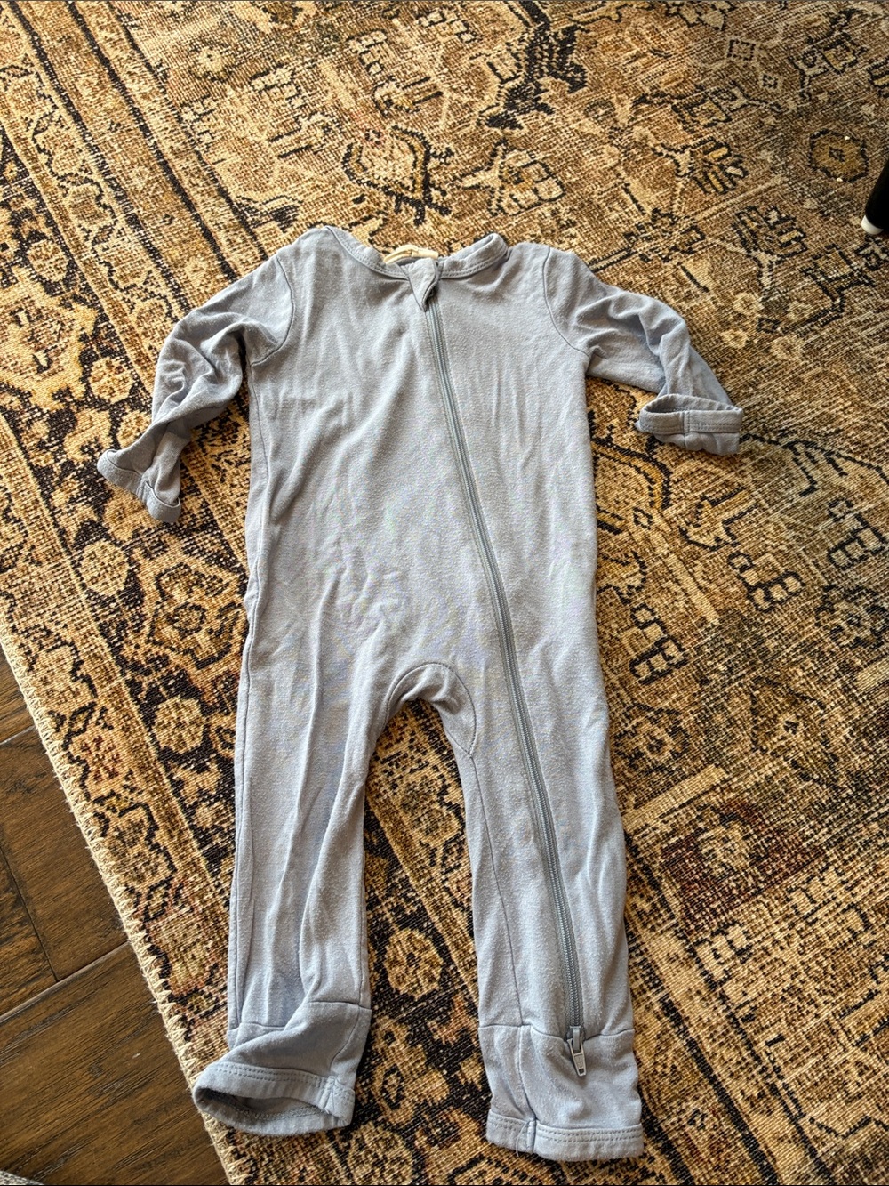 Kyte BABY slate blue Zip-Front Footie One-Piece